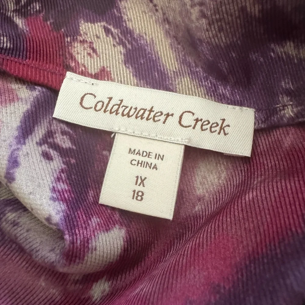 EUC Coldwater Creek Abstract Sleeveless Blouse in Purple, Fuchsia, Tan. - Picture 4 of 5